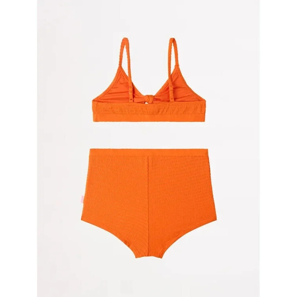 Seafolly Papillon Bikini Top Girls 10 Orange Stretch Two-Piece Swimwear ERK771